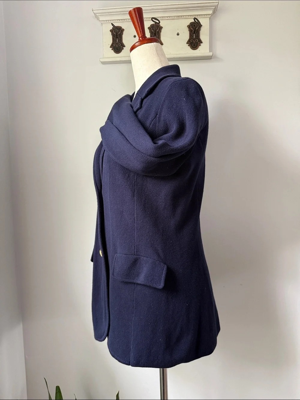 Ralph Lauren Navy Blazer with Gold-Tone Buttons Cotton Classic Sweater Jacket